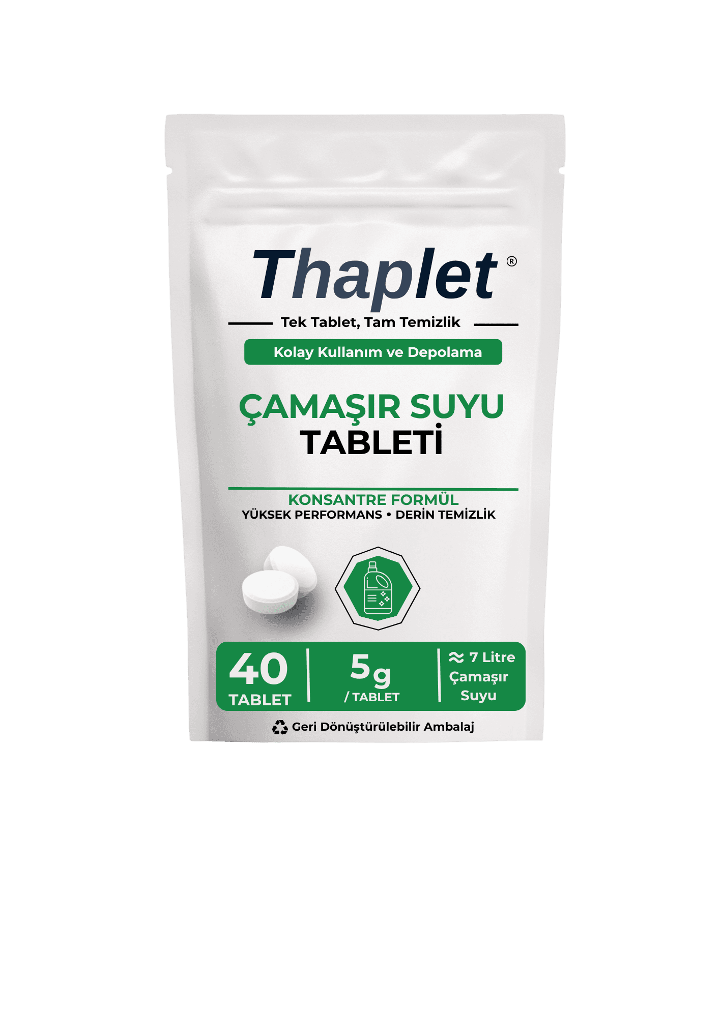 Thaplet Çamaşır Suyu Tableti 40 Adet Ultra Kullanışlı Konsantre Tablet