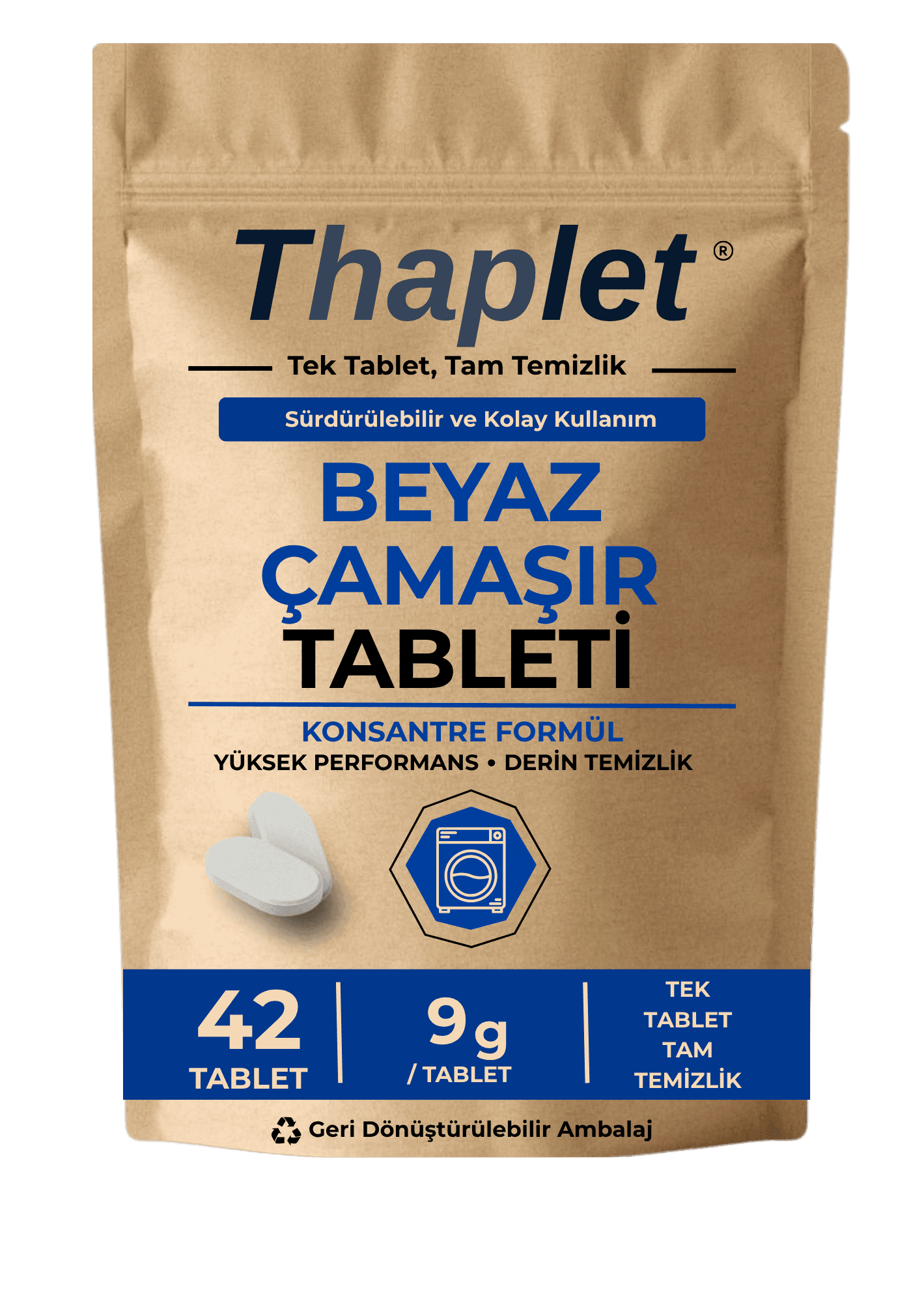 Thaplet Beyaz Çamaşır Deterjanı Tableti Ultra Etkili 42 Adet Tablet